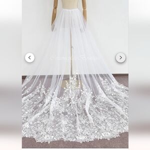 Elegant White Lace Wedding Skirt Overlay